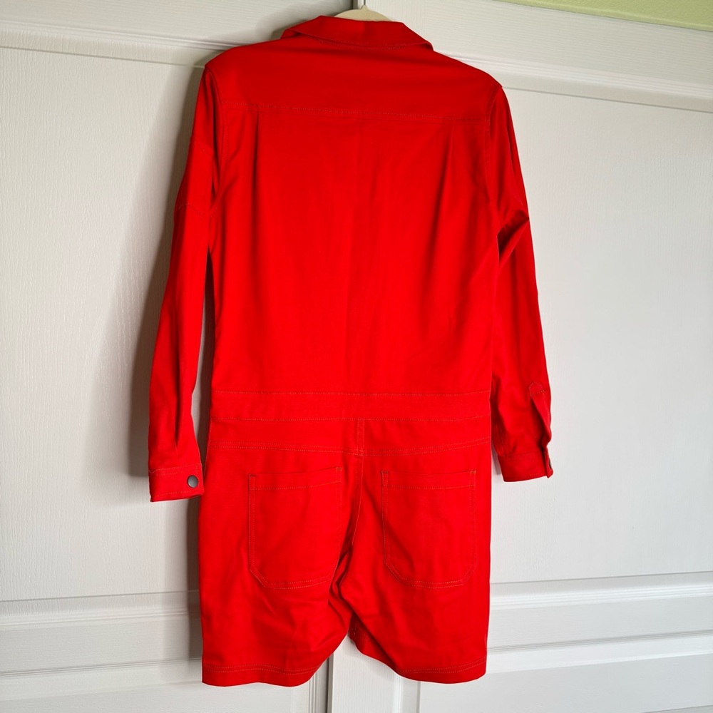 Wildfang The Essential Long Sleeve High Waisted Coverall Romper Red Small New - Picture 11 of 12